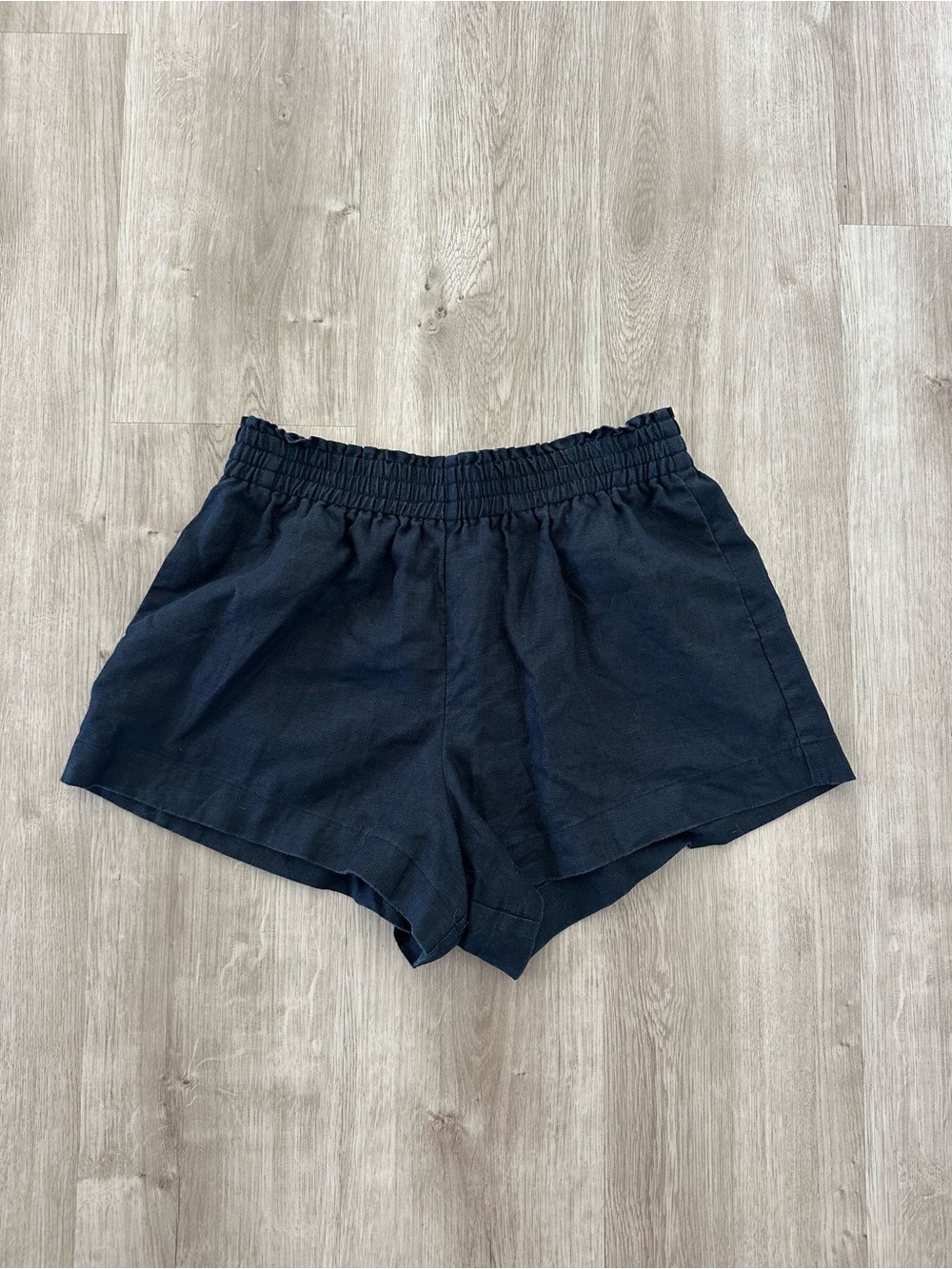 Reformation Black High-Waist Linen Shorts